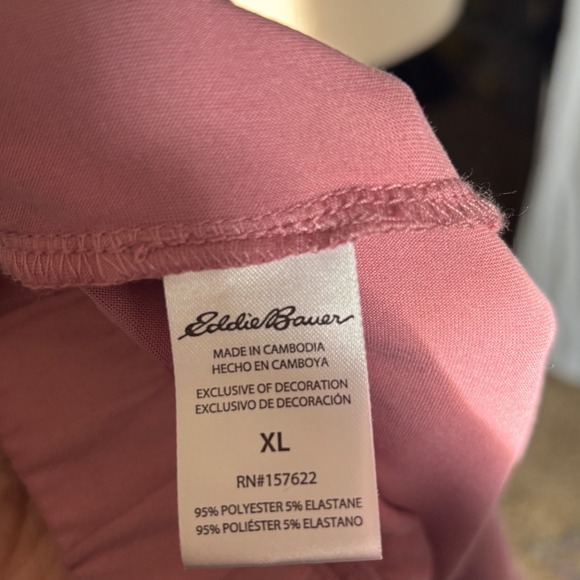 Eddie Bauer Pink 3 piece Pajama Set Plaid Tank Top Pants Shorts XL Lounge Soft - Picture 10 of 11